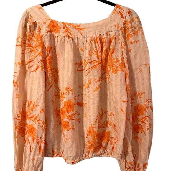 Joie Cadby Linen Balloon Long Sleeve Square Neck Peasant Floral Size Medium - Picture 2 of 5